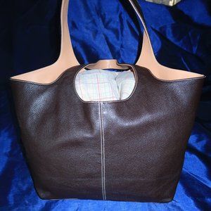 100% Genuine Leather Large Brown/Tan Tote (Brand-New)